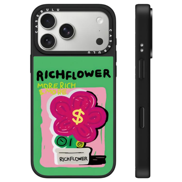 For iPhone 17 Pro Rich Flower Series Pattern Camera Control Button Mirror Phone Case(Flowerpot)