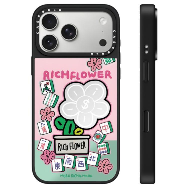 For iPhone 17 Pro Rich Flower Series Pattern Camera Control Button Mirror Phone Case(Mahjong)