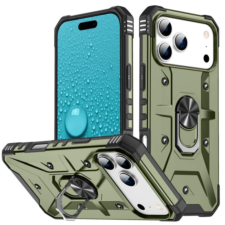 For iPhone 17 Pro Ring Holder Phone Case(Army Green)