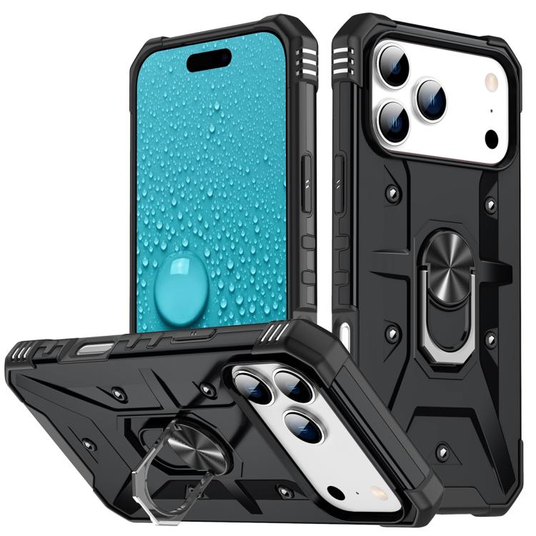 For iPhone 17 Pro Ring Holder Phone Case(Black)