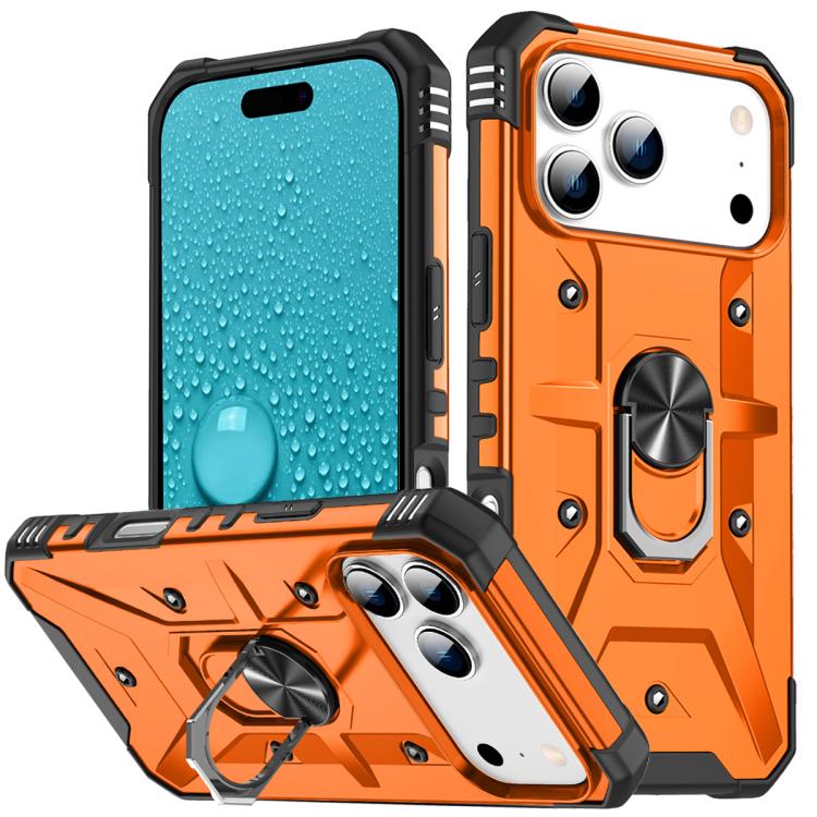 For iPhone 17 Pro Ring Holder Phone Case(Orange)