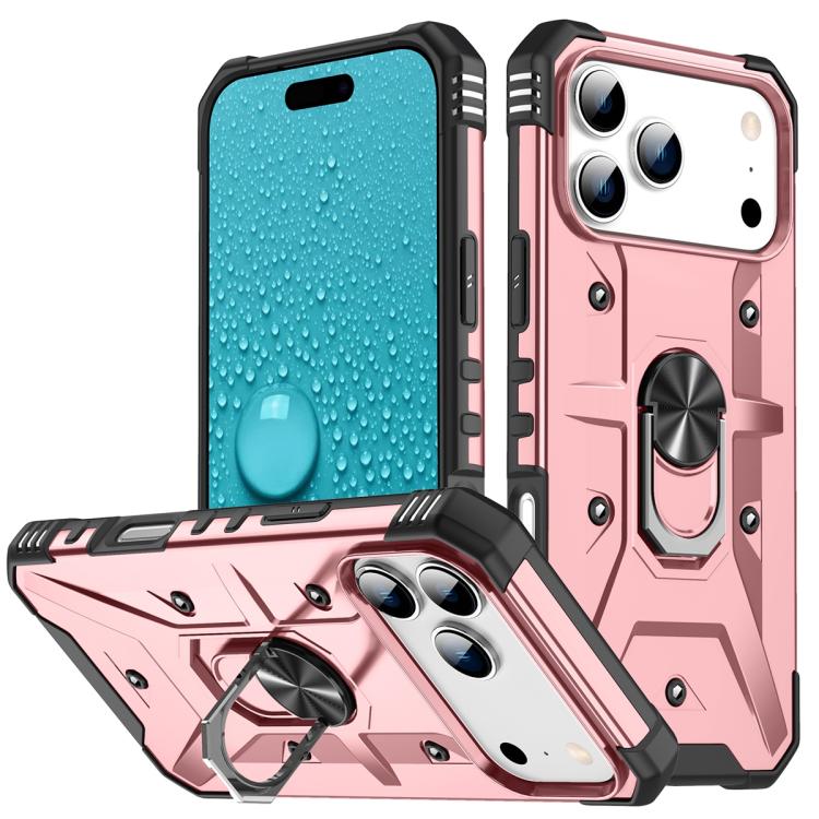 For iPhone 17 Pro Ring Holder Phone Case(Rose Gold)