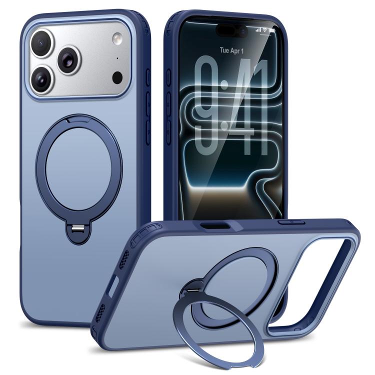 For iPhone 17 Pro Rotating Holder TPU + PC Magnetic Shockproof Phone Case(Blue)