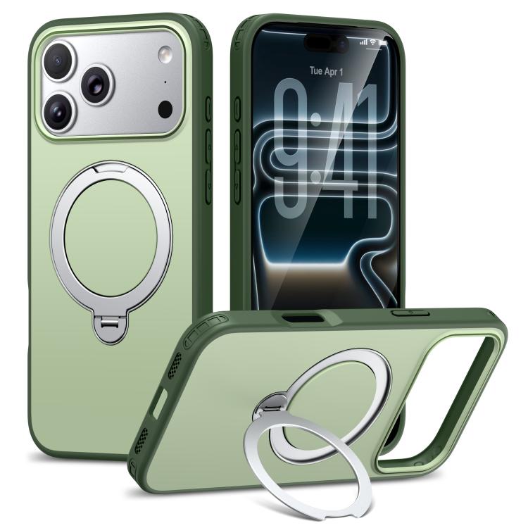 For iPhone 17 Pro Rotating Holder TPU + PC Magnetic Shockproof Phone Case(Green)