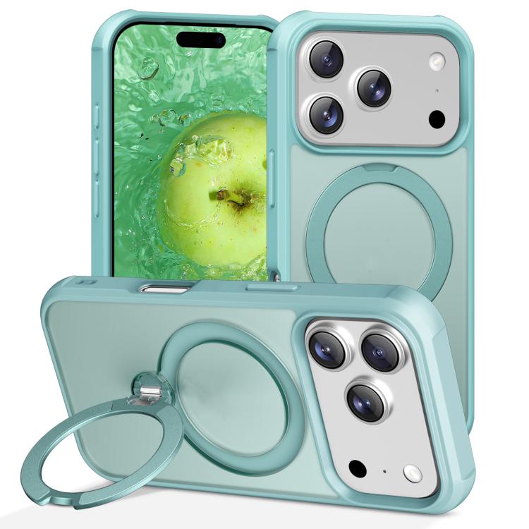 For iPhone 17 Pro Rotating Pivot Bracket Magnetic Phone Case(Lake Blue)