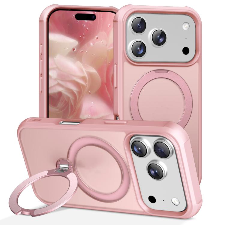 For iPhone 17 Pro Rotating Pivot Bracket Magnetic Phone Case(Pink)