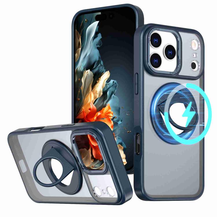 For iPhone 17 Pro Rotating Ring Magnetic Holder Phone Case(Blue)