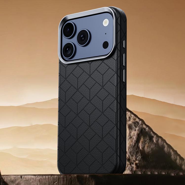 For iPhone 17 Pro Rubik Cube Series Embossed Grid Pattern Magnetic Phone Case(Black)