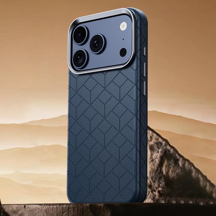 For iPhone 17 Pro Rubik Cube Series Embossed Grid Pattern Magnetic Phone Case(Blue)