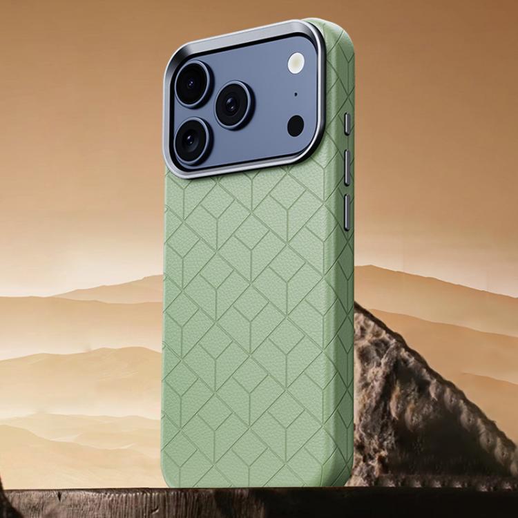 For iPhone 17 Pro Rubik Cube Series Embossed Grid Pattern Magnetic Phone Case(Matcha Green)