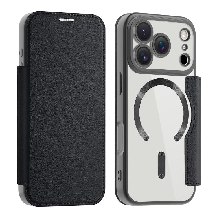 For iPhone 17 Pro Shield MagSafe RFID Anti-theft Leather Phone Case(Black)