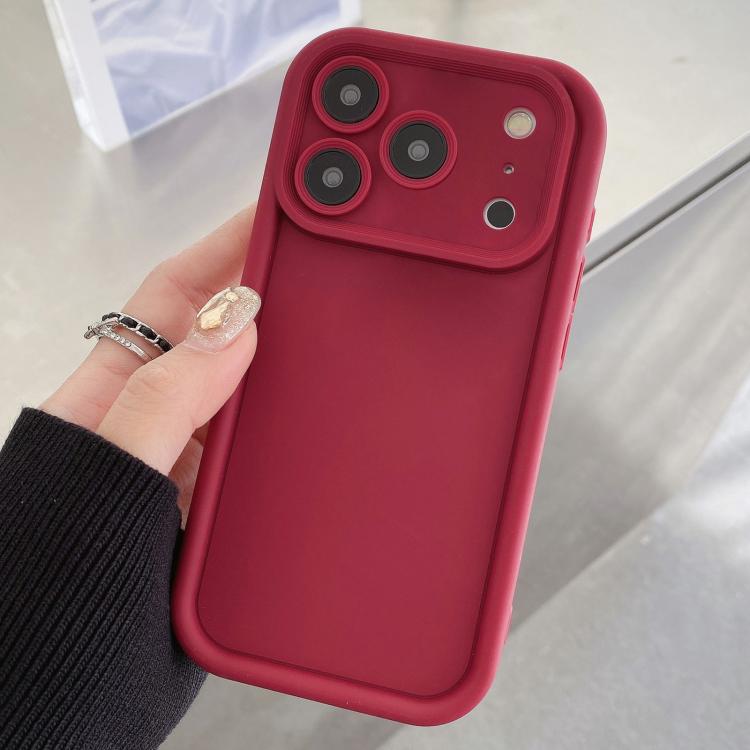 For iPhone 17 Pro Shockproof Frame Frosted Precise Hole TPU Phone Case(Wine Red)