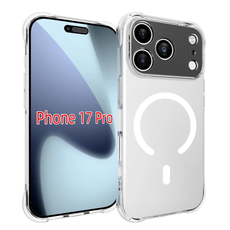 For iPhone 17 Pro Shockproof Non-slip Magnetic TPU Phone Case(Transparent)