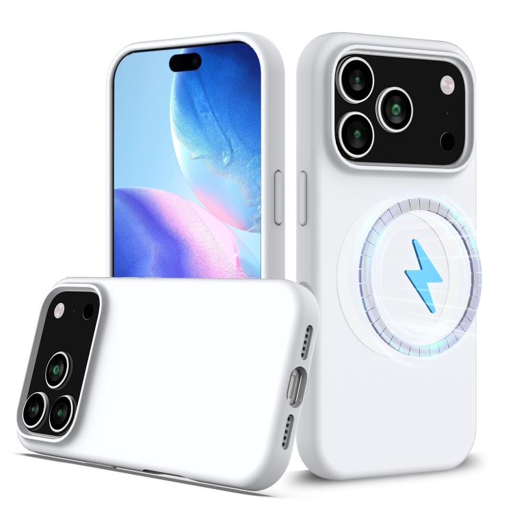 For iPhone 17 Pro Shockproof Silicone Magsafe Phone Case(White)
