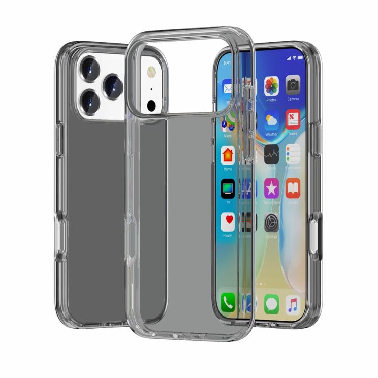 For iPhone 17 Pro Shockproof Terminator Glitter Powder Phone Case(Transparent Grey)