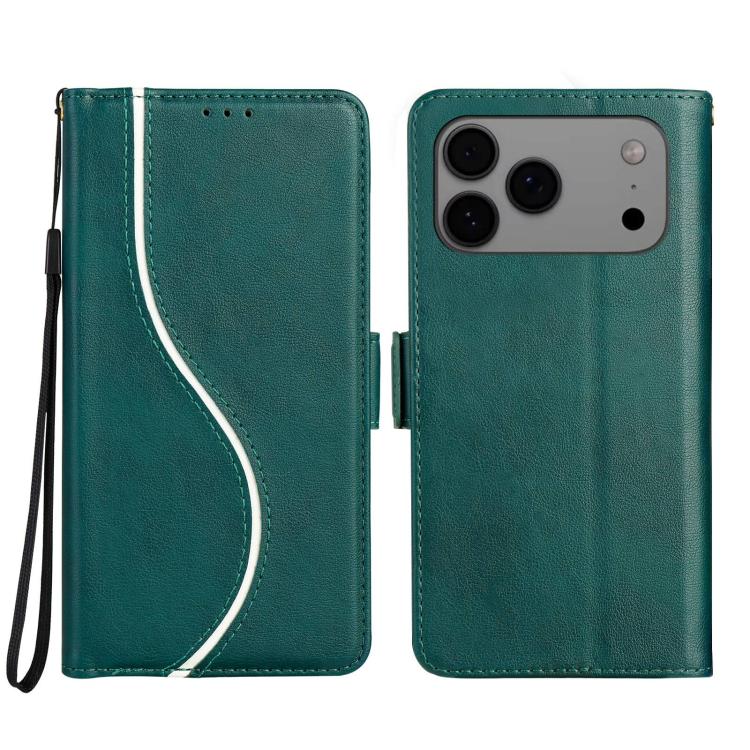 For iPhone 17 Pro Side Buckle S Curve Leather Phone Case(Green)
