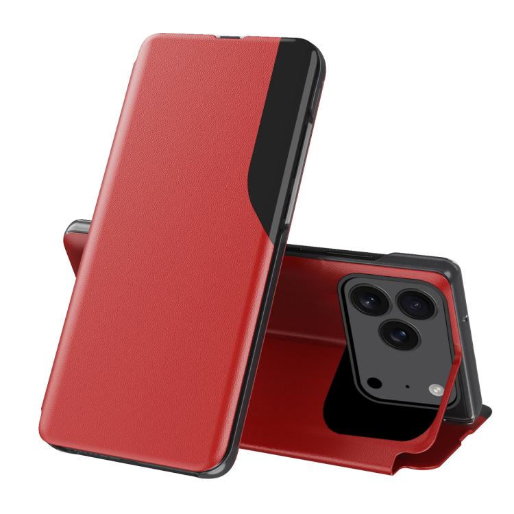 For iPhone 17 Pro Side Display Flip Leather Phone Case(Red)