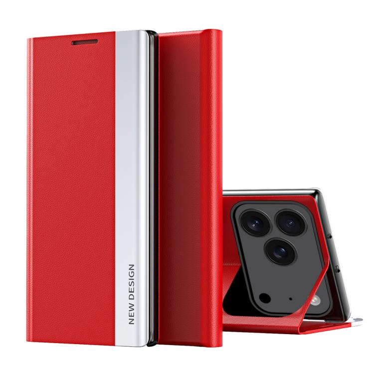 For iPhone 17 Pro Side Electroplated Adsorption Leather Phone Case(Red)