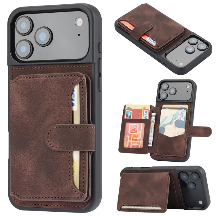 For iPhone 17 Pro Skin Feel Dream RFID Anti-theft PU Card Bag Phone Case(Coffee)