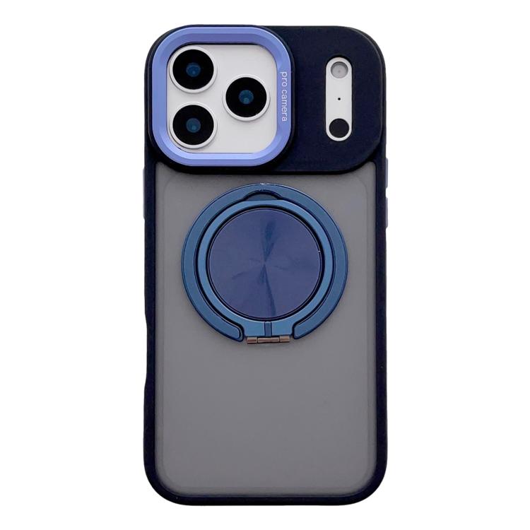 For iPhone 17 Pro Skin Feel Frosted 360 Degree Rotation Magnetic Holder MagSafe Phone Case(Dark Blue)
