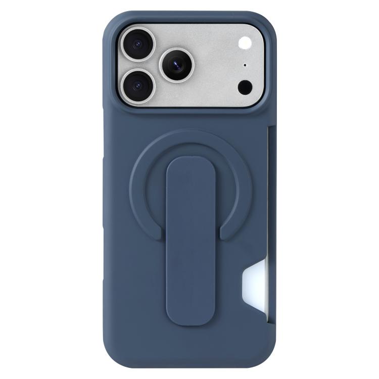 For iPhone 17 Pro Skin Feel Holder Card Slot Magnetic Phone Case(Blue)