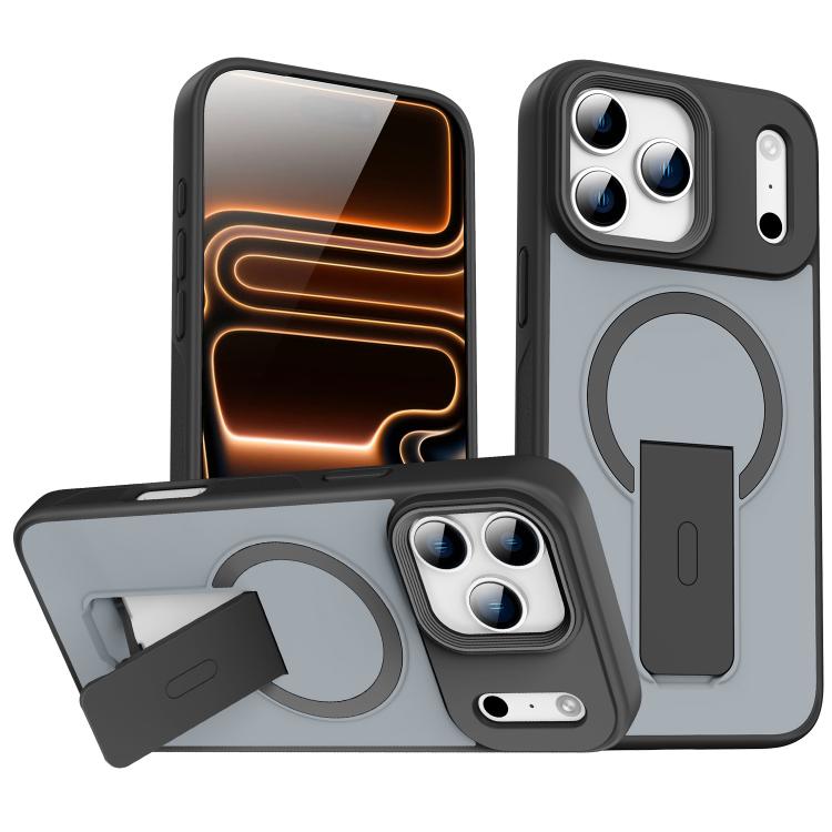 For iPhone 17 Pro Skin Feel Invisible Kickstand MagSafe Phone Case(Black)