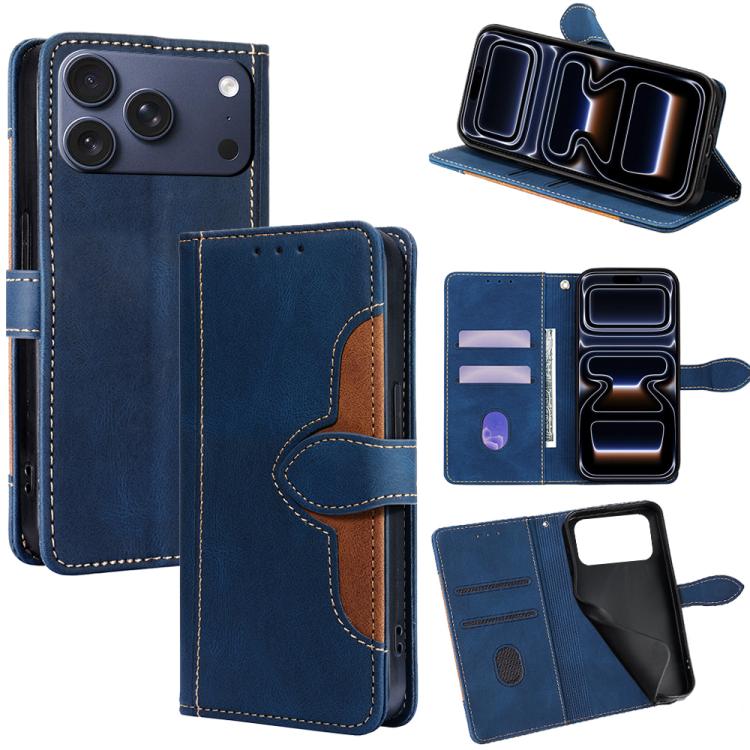 For iPhone 17 Pro Skin Feel Magnetic Buckle Leather Phone Case(Blue)