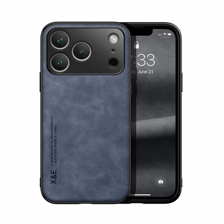 For iPhone 17 Pro Skin Feel Magnetic Leather Back Phone Case(Blue)