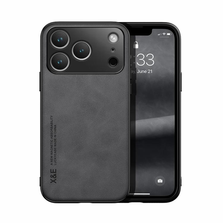For iPhone 17 Pro Skin Feel Magnetic Leather Back Phone Case(Dark Grey)