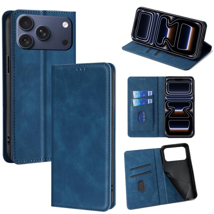 For iPhone 17 Pro Skin Feel Magnetic Leather Phone Case(Blue)