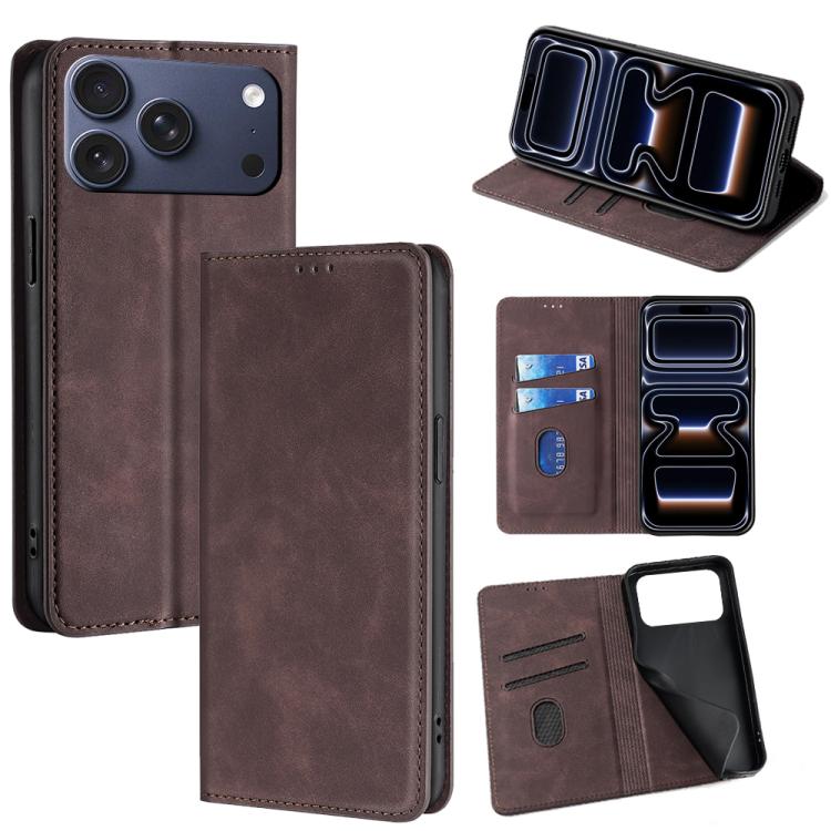 For iPhone 17 Pro Skin Feel Magnetic Leather Phone Case(Dark Brown)