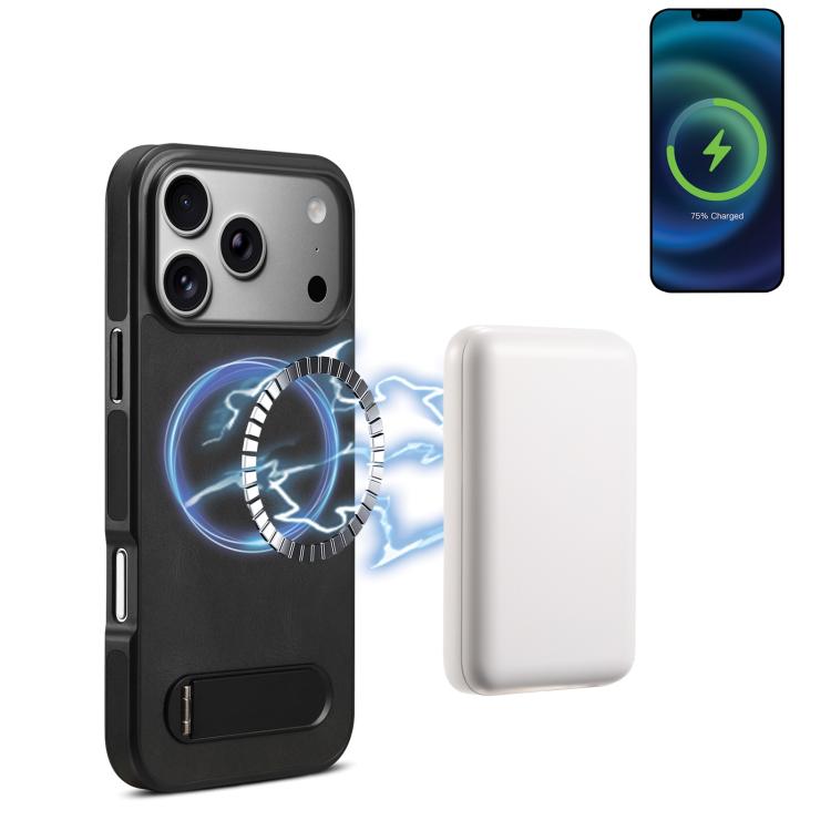For iPhone 17 Pro Skin-feel MagSafe Phone Case with Holder(Black)