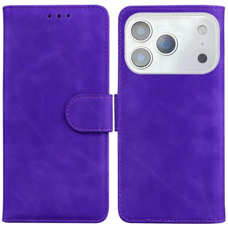 For iPhone 17 Pro Skin Feel Pure Color Flip Leather Phone Case(Purple)