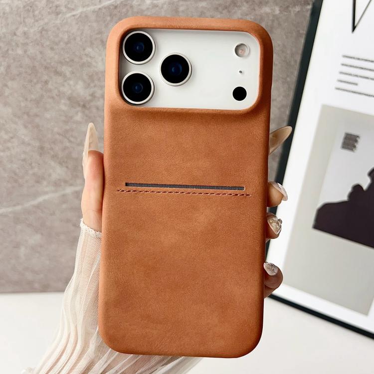 For iPhone 17 Pro Skin Feel Sheepskin Card Slot Phone Case(Yellow)
