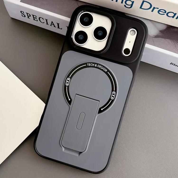 For iPhone 17 Pro Skin-Feel TPU Hybrid PC Magnetic Phone Case with Kickstand(Black)