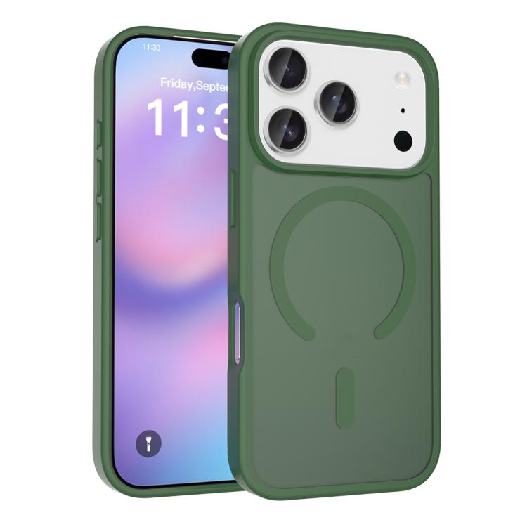 For iPhone 17 Pro Skin Feel TPU Hybrid PC MagSafe Phone Case(Dark Green)