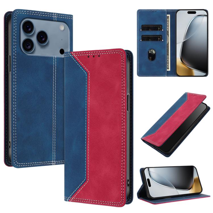 For iPhone 17 Pro Skin Feel Two-tone RFID Blocking Vegan Leather Phone Case(Red)