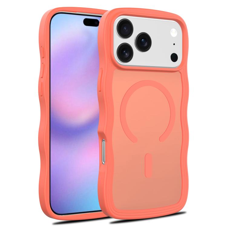 For iPhone 17 Pro Skin Feel Wave Texture MagSafe Phone Case(Orange)