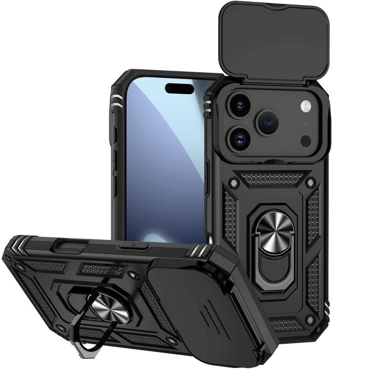 For iPhone 17 Pro Sliding Camshield Holder Phone Case(Black)