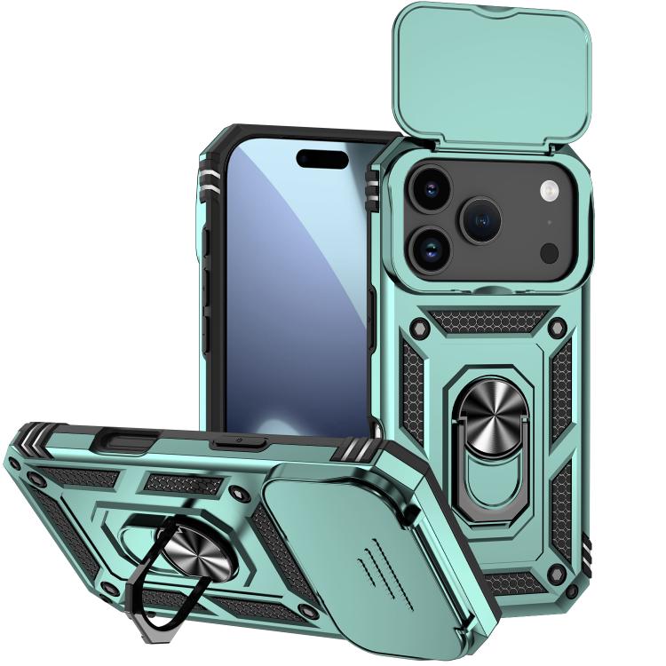 For iPhone 17 Pro Sliding Camshield Holder Phone Case(Dark Green)