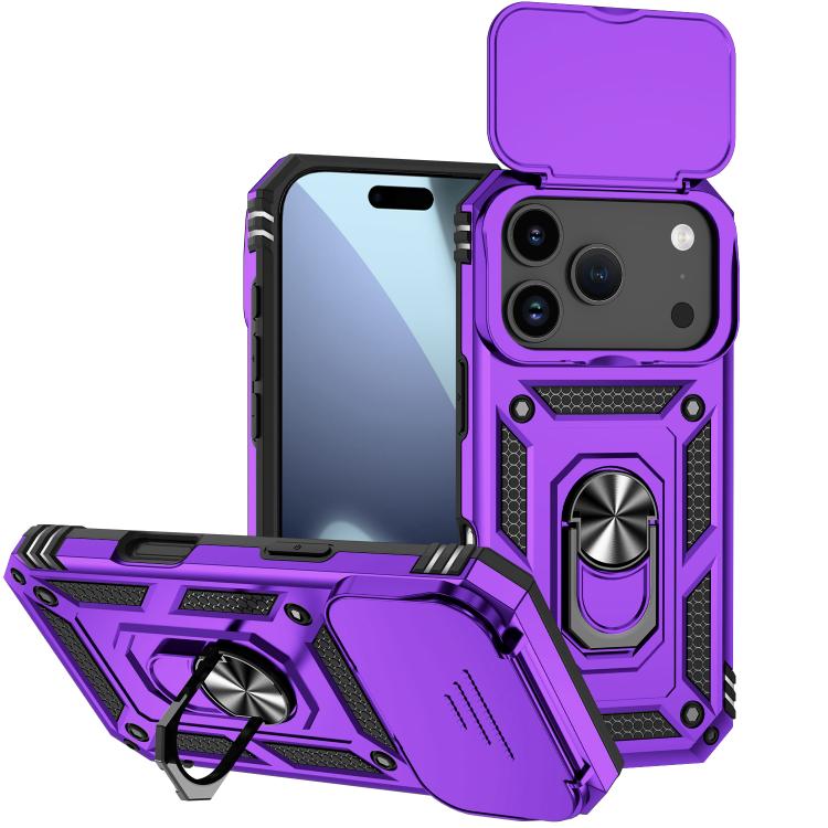 For iPhone 17 Pro Sliding Camshield Holder Phone Case(Purple)
