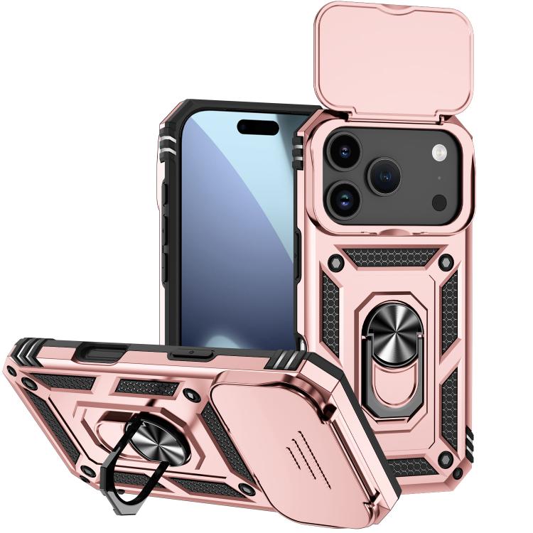 For iPhone 17 Pro Sliding Camshield Holder Phone Case(Rose Gold)