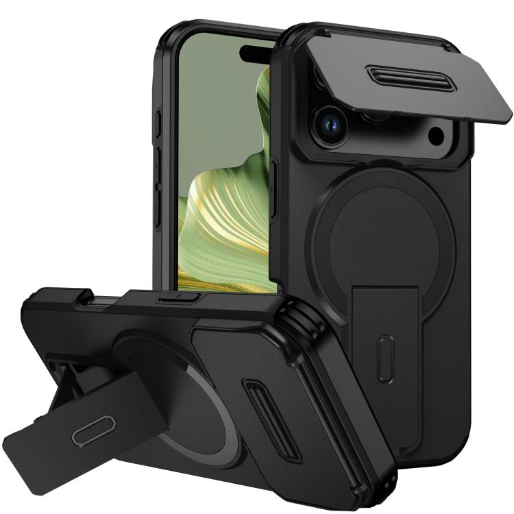 For iPhone 17 Pro Sliding Camshield MagSafe Holder Phone Case(Black)
