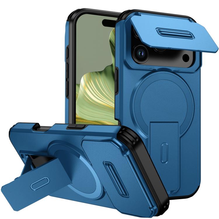 For iPhone 17 Pro Sliding Camshield MagSafe Holder Phone Case(Blue)
