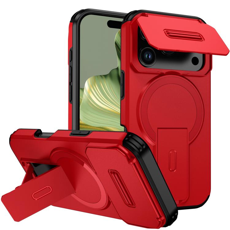 For iPhone 17 Pro Sliding Camshield MagSafe Holder Phone Case(Red)