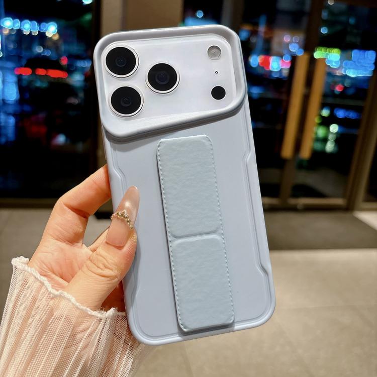 For iPhone 17 Pro Slim Waist Design Soft TPU Shockproof Phone Case with Fold Holder(Sierra Blue)