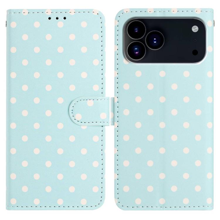 For iPhone 17 Pro Small Dots Pattern Vegan Leather Phone Case(Light Blue)