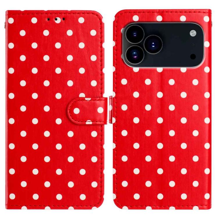 For iPhone 17 Pro Small Dots Pattern Vegan Leather Phone Case(Red)