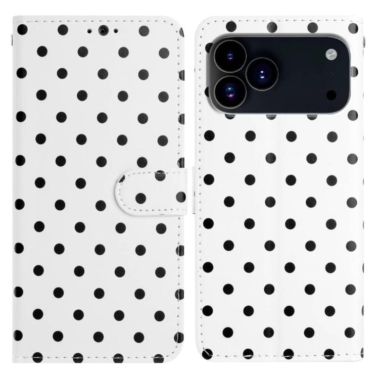 For iPhone 17 Pro Small Dots Pattern Vegan Leather Phone Case(White)