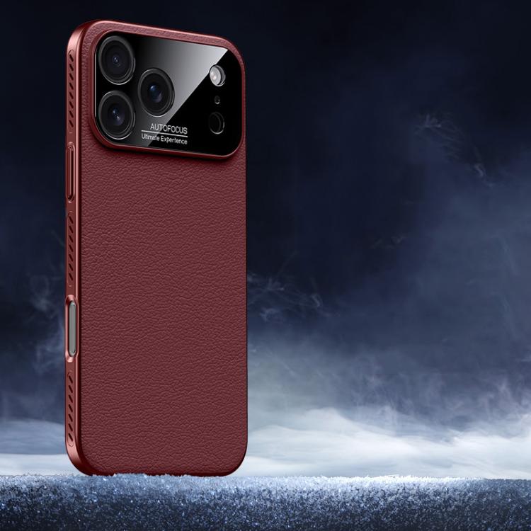 For iPhone 17 Pro Soft Armor Cooling Plain Leather Hybrid PC Phone Case(Red)